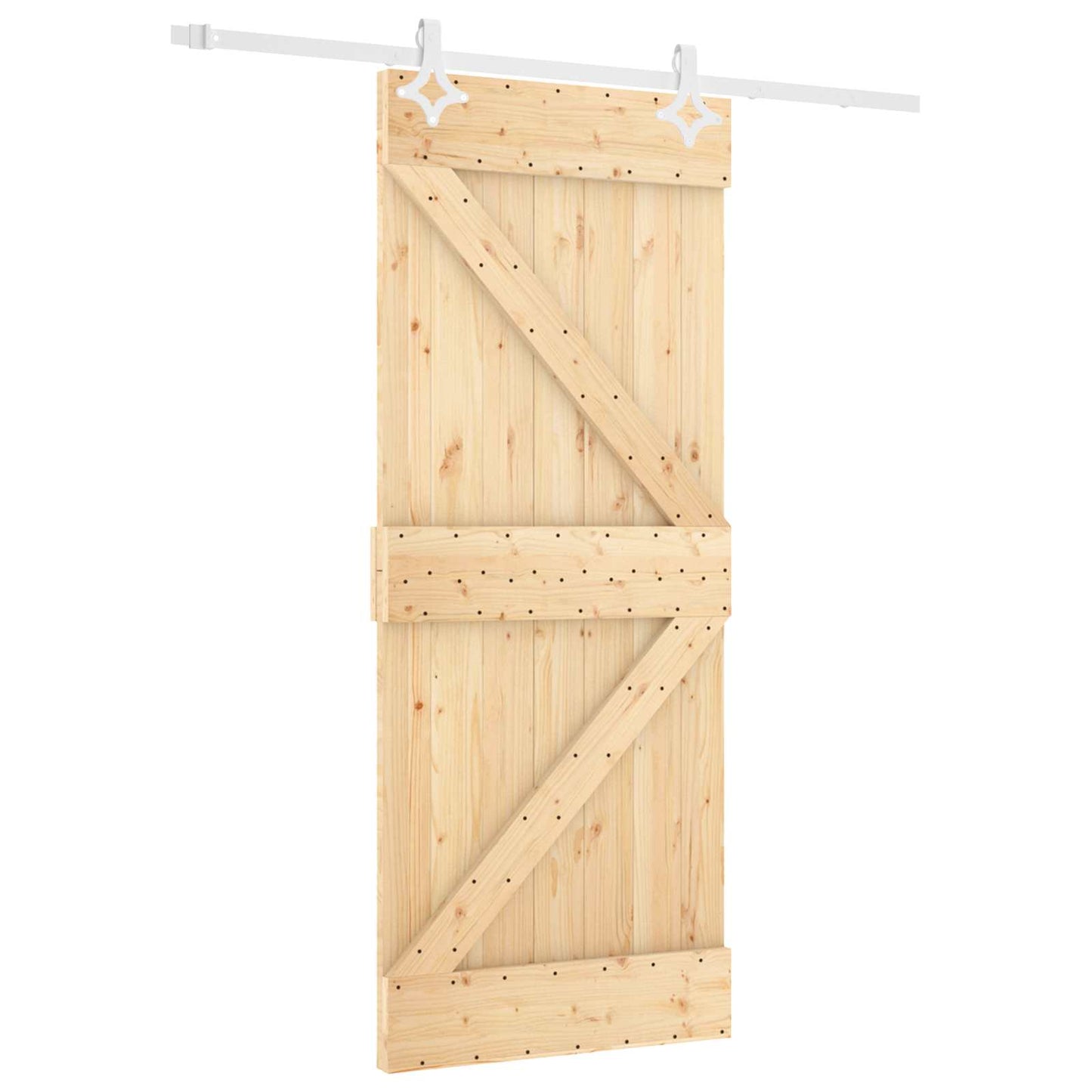 vidaXL Sliding Door Natural and White 80 x 210 cm Solid Pine Wood