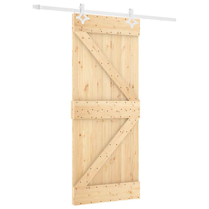 vidaXL Sliding Door Natural and White 80 x 210 cm Solid Pine Wood