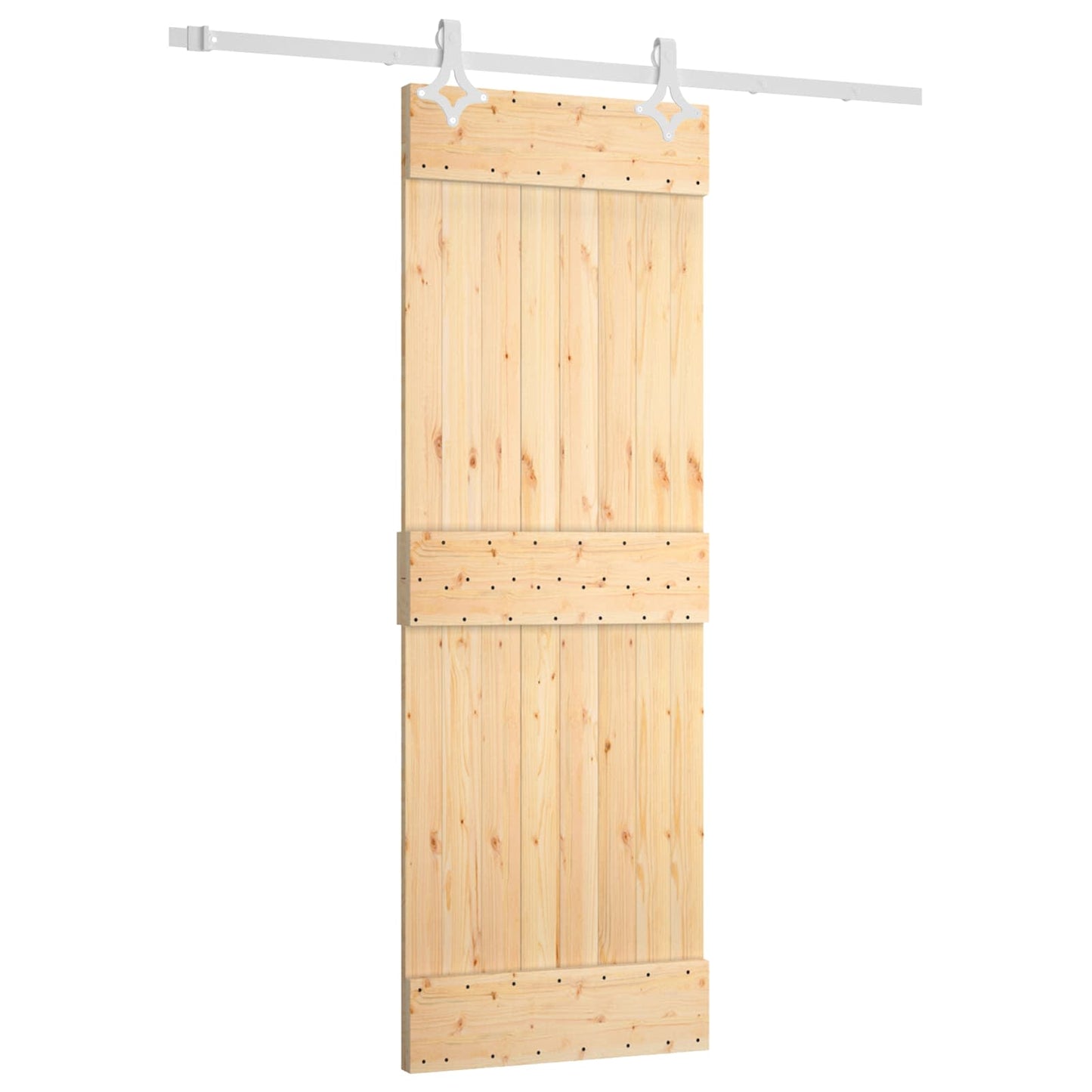 vidaXL Sliding Door Natural and White 70 x 210 cm Solid Pine Wood