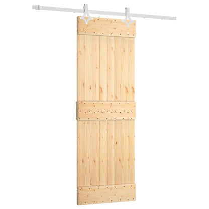 vidaXL Sliding Door Natural and White 70 x 210 cm Solid Pine Wood