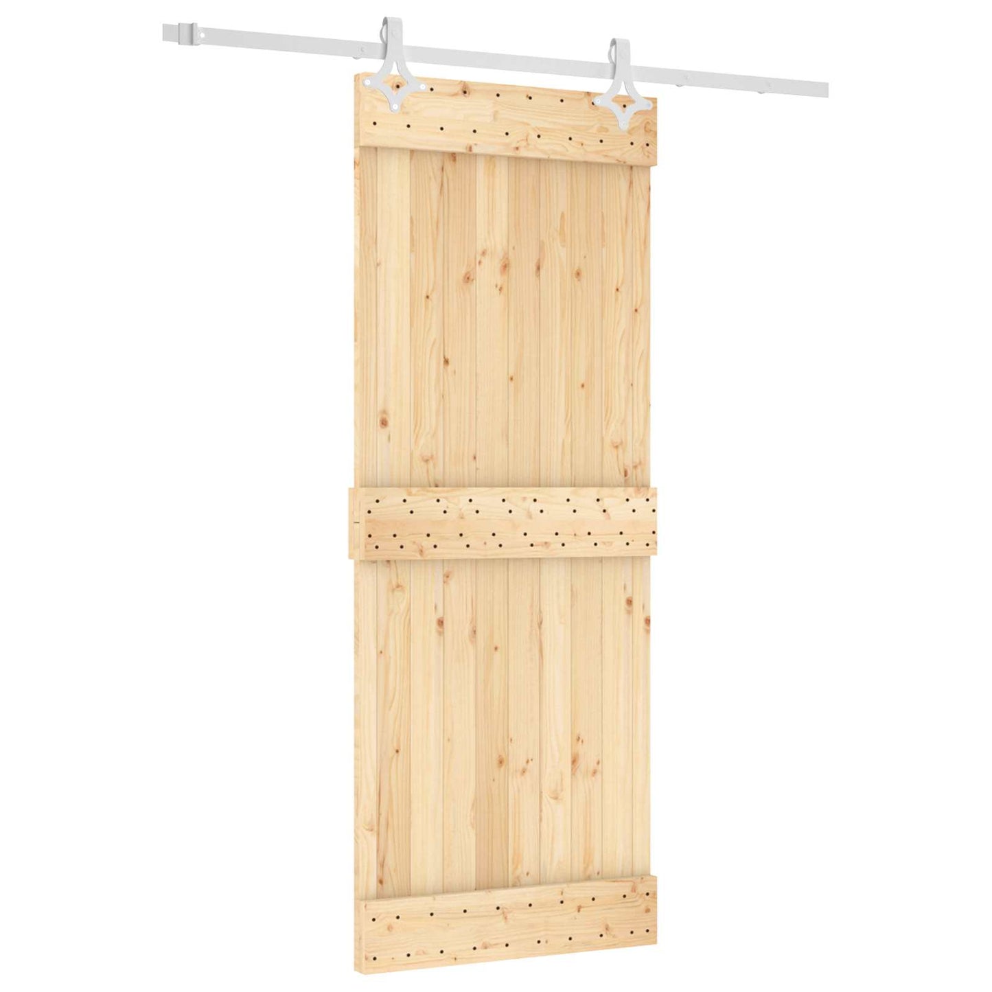 vidaXL Sliding Door Natural and White 80 x 210 cm Solid Pine Wood