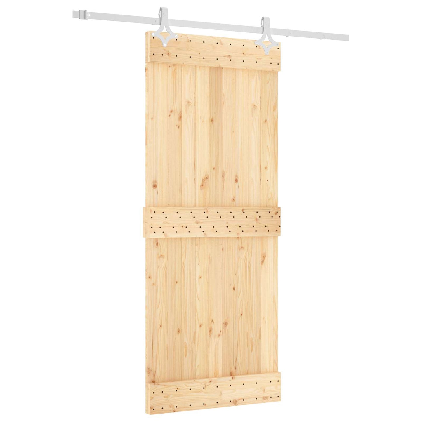 vidaXL Sliding Door Natural and White 85 x 210 cm Solid Pine Wood