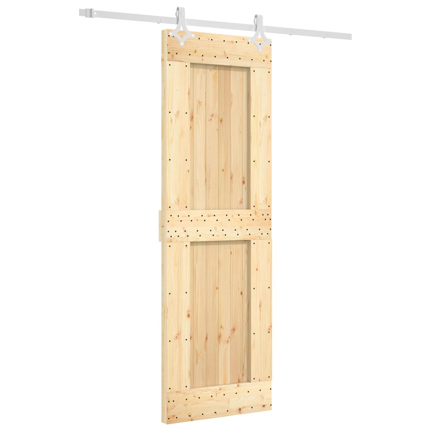 vidaXL Sliding Door Natural and White 70 x 210 cm Solid Pine Wood