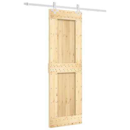 vidaXL Sliding Door Natural and White 70 x 210 cm Solid Pine Wood