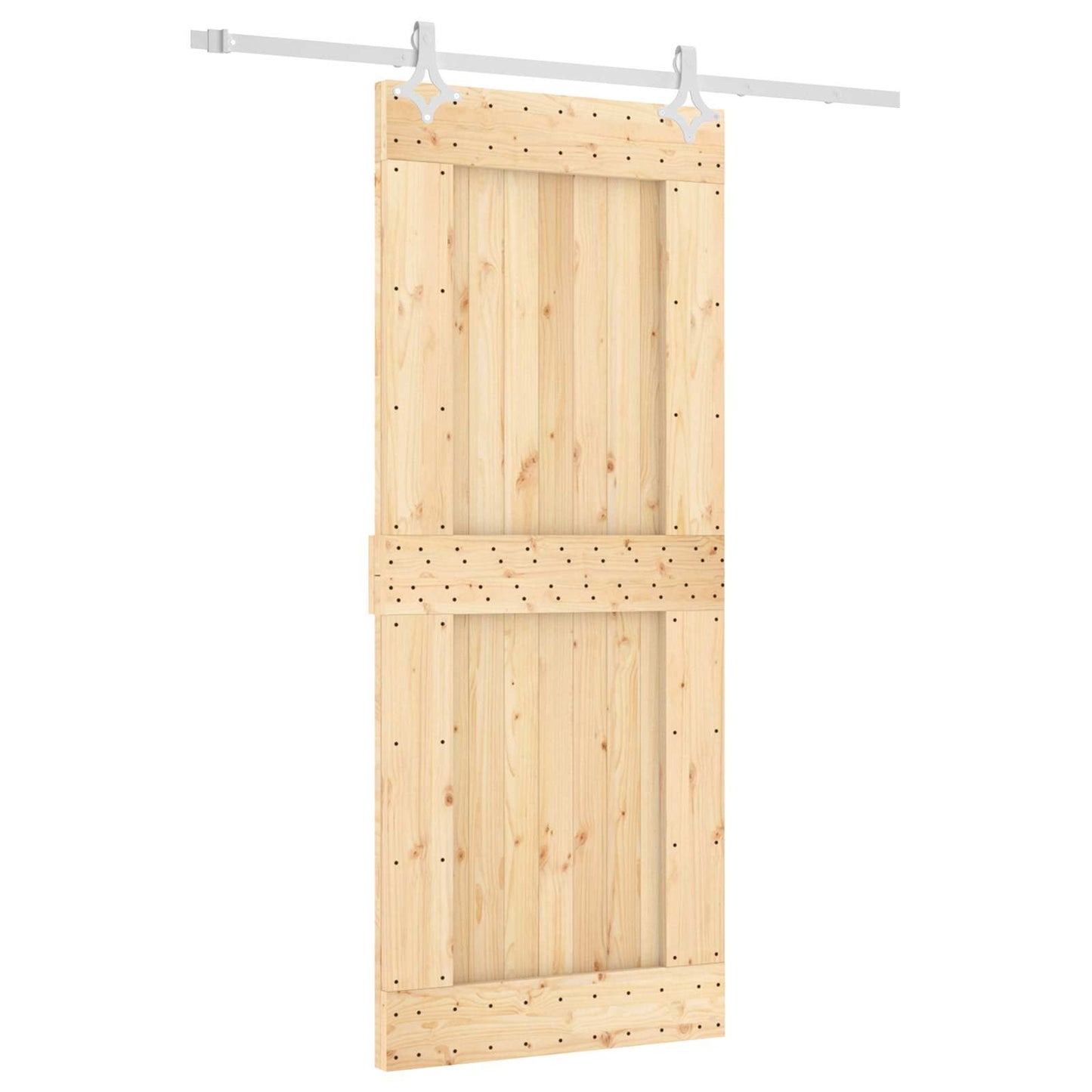 vidaXL Sliding Door Natural and White 85 x 210 cm Solid Pine Wood