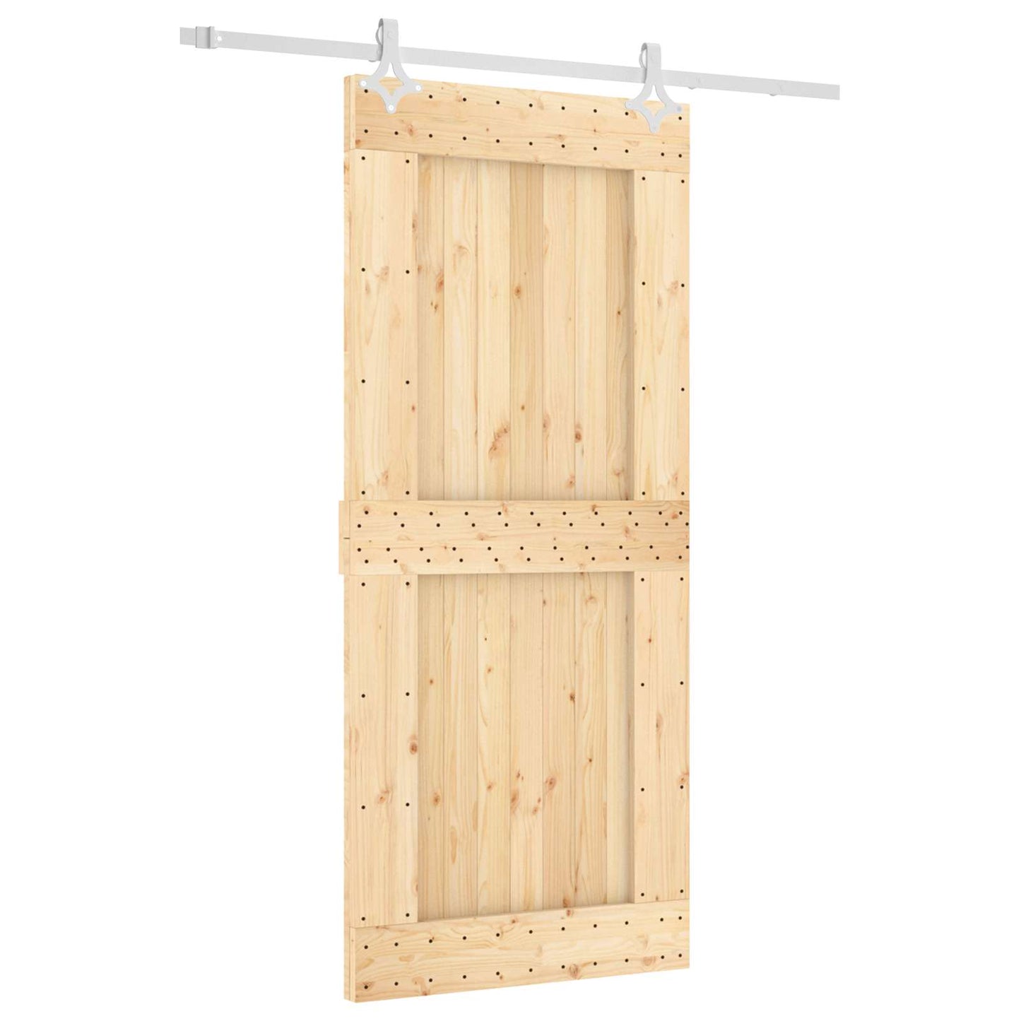 vidaXL Sliding Door Natural and White 90 x 210 cm Solid Pine Wood
