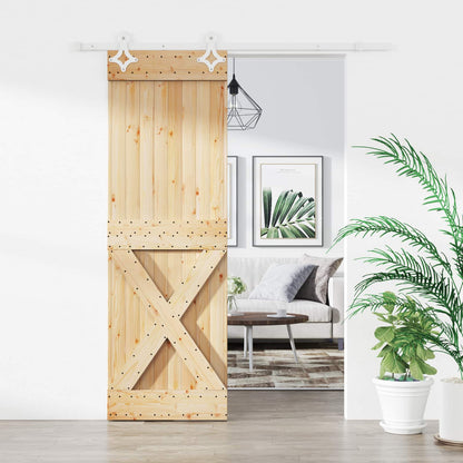 vidaXL Sliding Door Natural and White 70 x 210 cm Solid Pine Wood