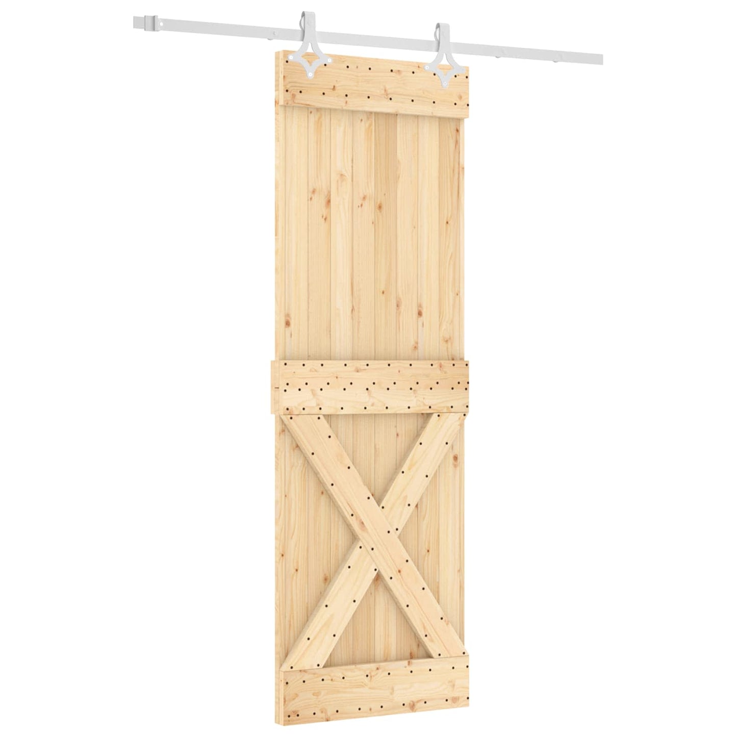 vidaXL Sliding Door Natural and White 70 x 210 cm Solid Pine Wood