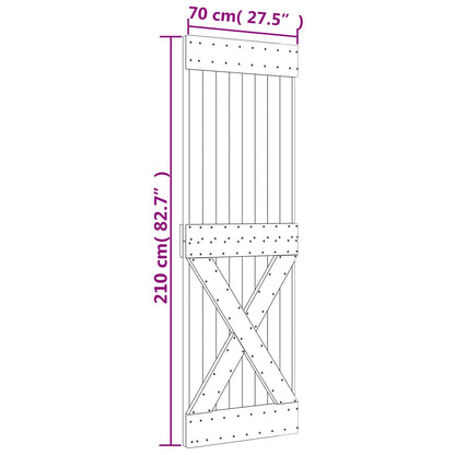 vidaXL Sliding Door Natural and White 70 x 210 cm Solid Pine Wood