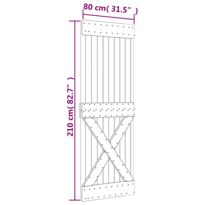 vidaXL Sliding Door Natural and White 80 x 210 cm Solid Pine Wood