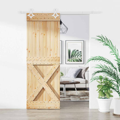 vidaXL Sliding Door Natural and White 85 x 210 cm Solid Pine Wood