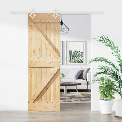 vidaXL Sliding Door Natural and White 70 x 210 cm Solid Pine Wood