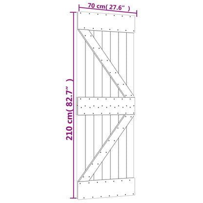vidaXL Sliding Door Natural and White 70 x 210 cm Solid Pine Wood