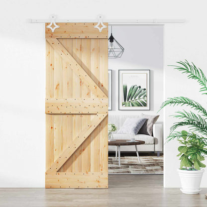 vidaXL Sliding Door Natural and White 85 x 210 cm Solid Pine Wood