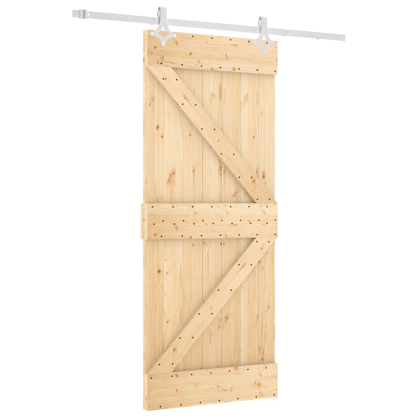vidaXL Sliding Door Natural and White 85 x 210 cm Solid Pine Wood