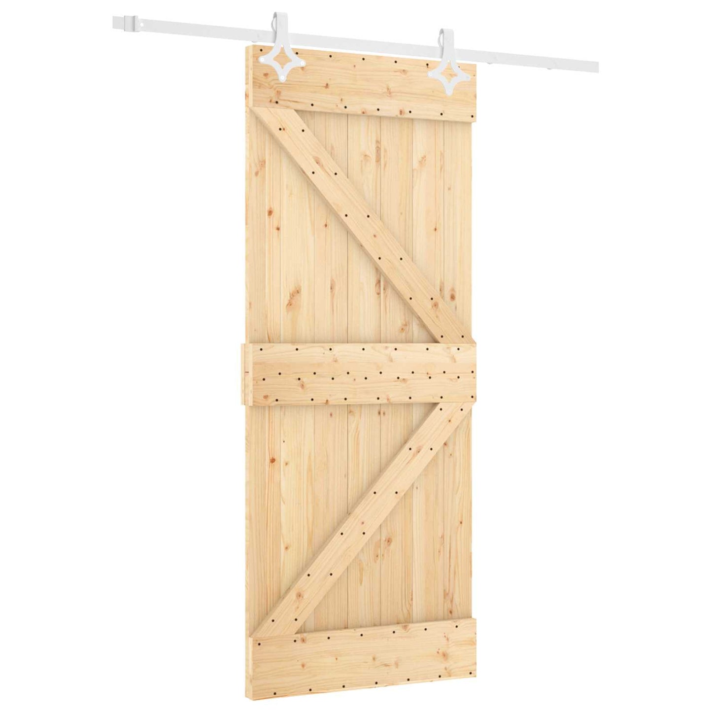 vidaXL Sliding Door Natural and White 80 x 210 cm Solid Pine Wood