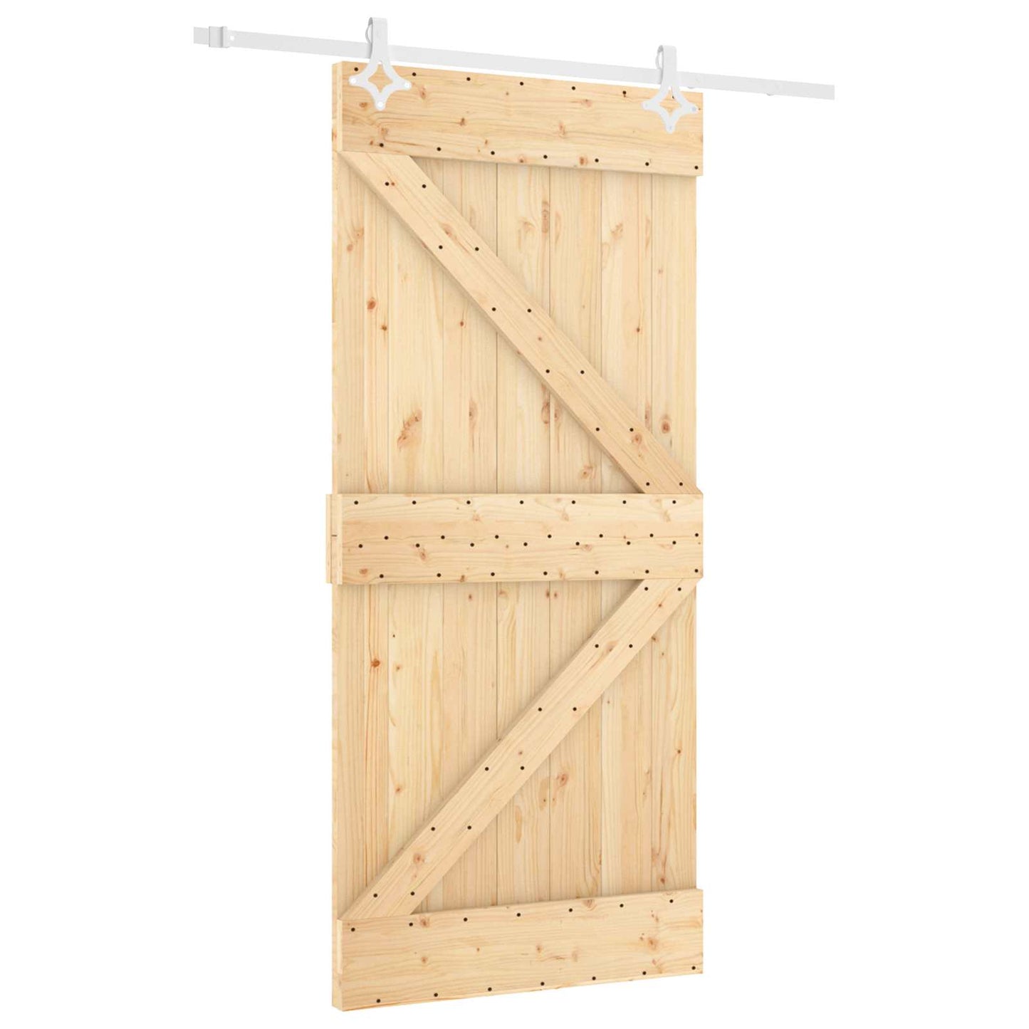 vidaXL Sliding Door Natural and White 100 x 210 cm Solid Pine Wood