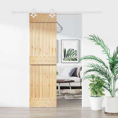 vidaXL Sliding Door Natural and White 70 x 210 cm Solid Pine Wood