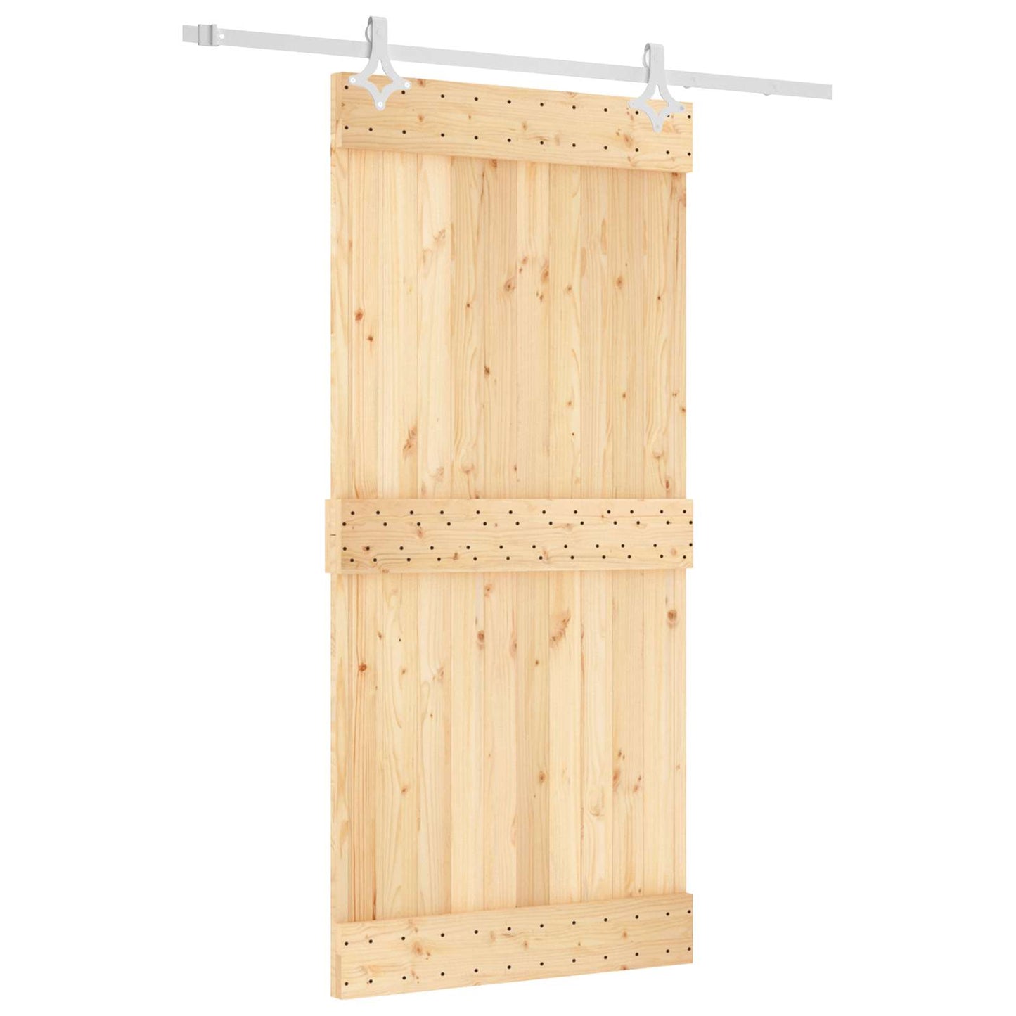 vidaXL Sliding Door Natural and White 95 x 210 cm Solid Pine Wood