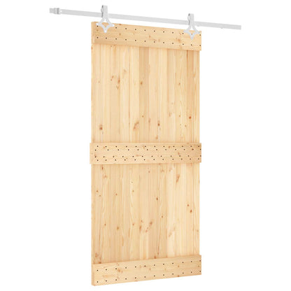 vidaXL Sliding Door Natural and White 100 x 210 cm Solid Pine Wood