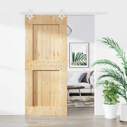 vidaXL Sliding Door Natural and White 80 x 210 cm Solid Pine Wood