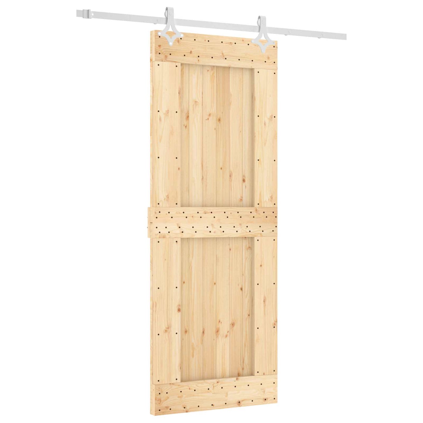 vidaXL Sliding Door Natural and White 80 x 210 cm Solid Pine Wood