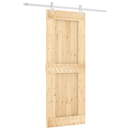 vidaXL Sliding Door Natural and White 80 x 210 cm Solid Pine Wood