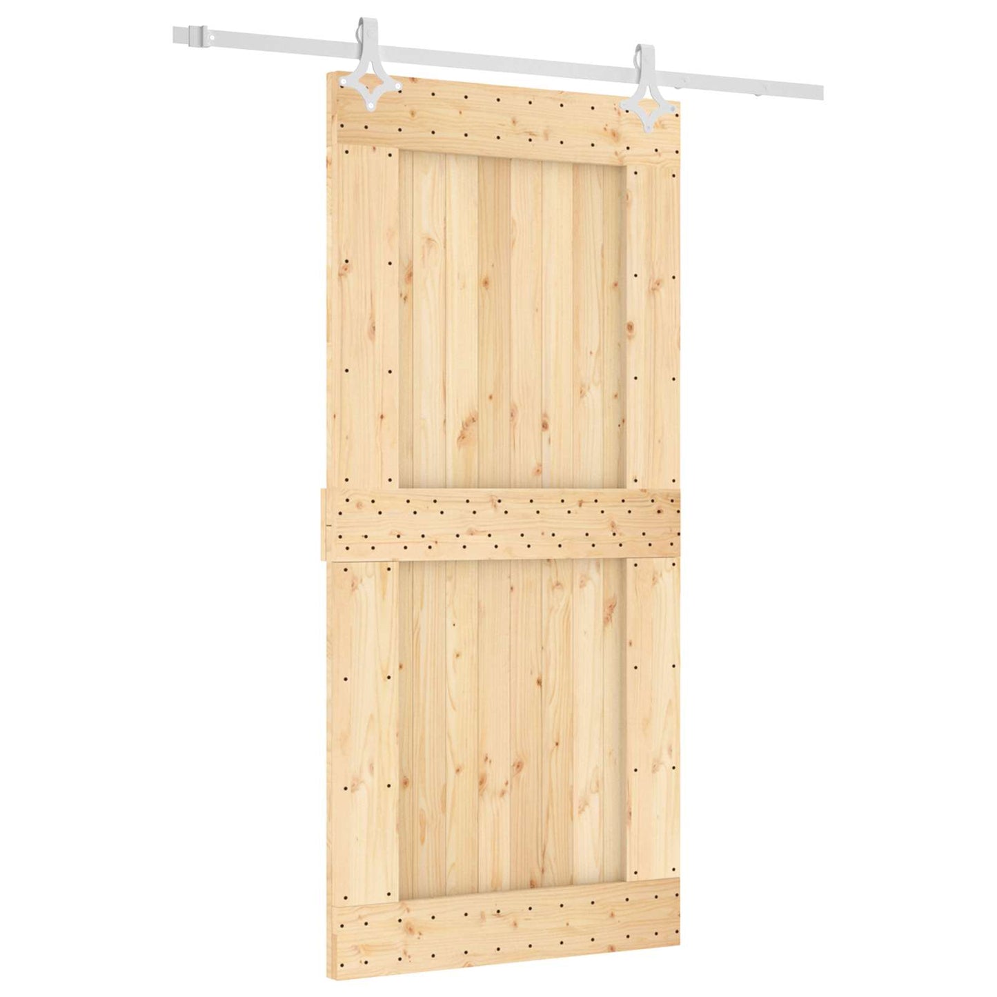 vidaXL Sliding Door Natural and White 95 x 210 cm Solid Pine Wood