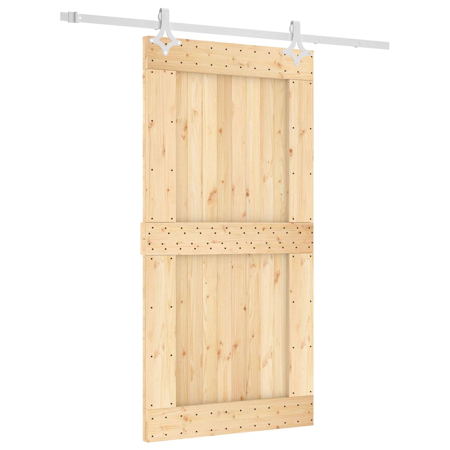 vidaXL Sliding Door Natural and White 100 x 210 cm Solid Pine Wood