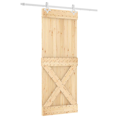vidaXL Sliding Door Natural and White 80 x 210 cm Solid Pine Wood