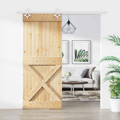 vidaXL Sliding Door Natural and White 85 x 210 cm Solid Pine Wood