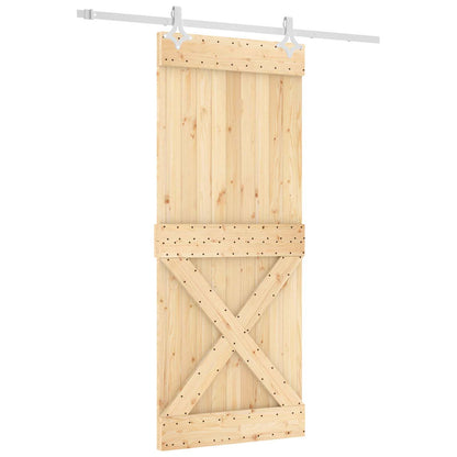 vidaXL Sliding Door Natural and White 85 x 210 cm Solid Pine Wood