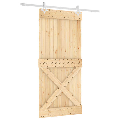 vidaXL Sliding Door Natural and White 95 x 210 cm Solid Pine Wood
