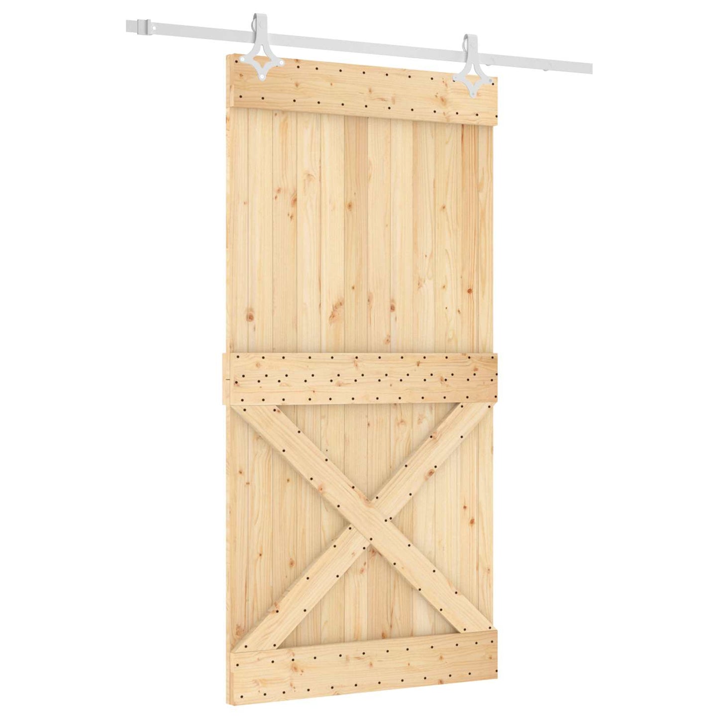 vidaXL Sliding Door Natural and White 100 x 210 cm Solid Pine Wood