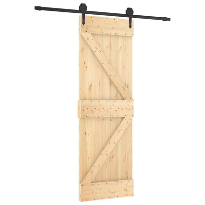 vidaXL Sliding Door Natural and Black 70 x 210 cm Solid Pine Wood