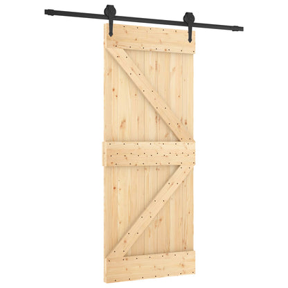 vidaXL Sliding Door Natural and Black 85 x 210 cm Solid Pine Wood