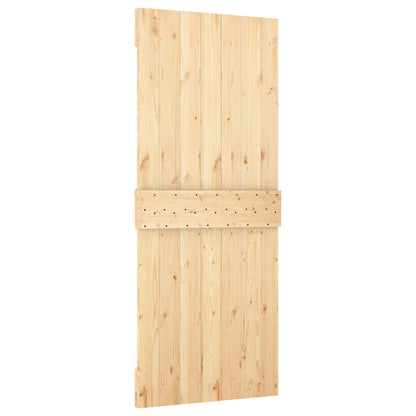 vidaXL Sliding Door Natural and Black 85 x 210 cm Solid Pine Wood