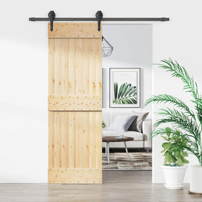 vidaXL Sliding Door Natural and Black 70 x 210 cm Solid Pine Wood