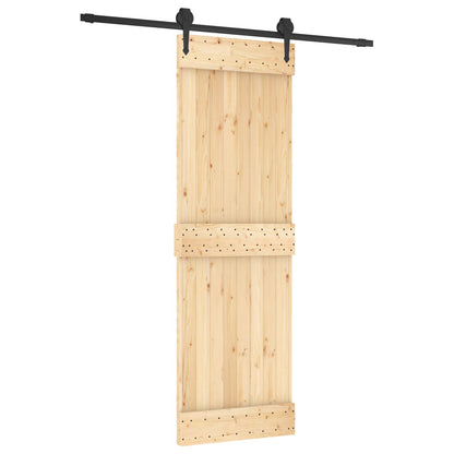 vidaXL Sliding Door Natural and Black 70 x 210 cm Solid Pine Wood