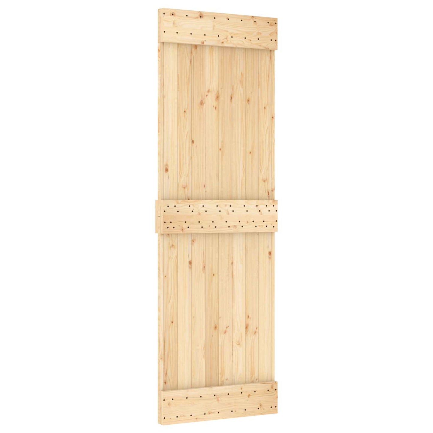 vidaXL Sliding Door Natural and Black 70 x 210 cm Solid Pine Wood