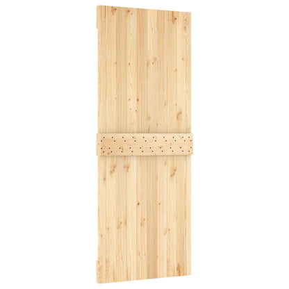 vidaXL Sliding Door Natural and Black 80 x 210 cm Solid Pine Wood
