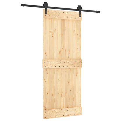 vidaXL Sliding Door Natural and Black 85 x 210 cm Solid Pine Wood