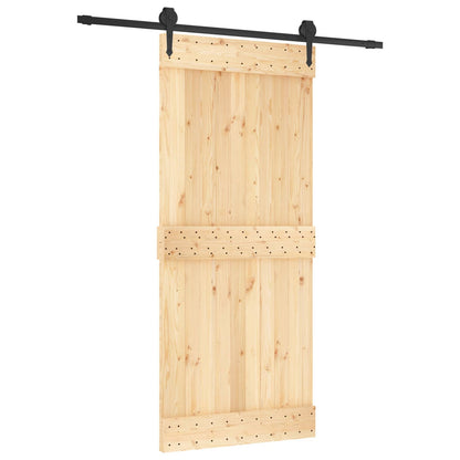 vidaXL Sliding Door Natural and Black 90 x 210 cm Solid Pine Wood