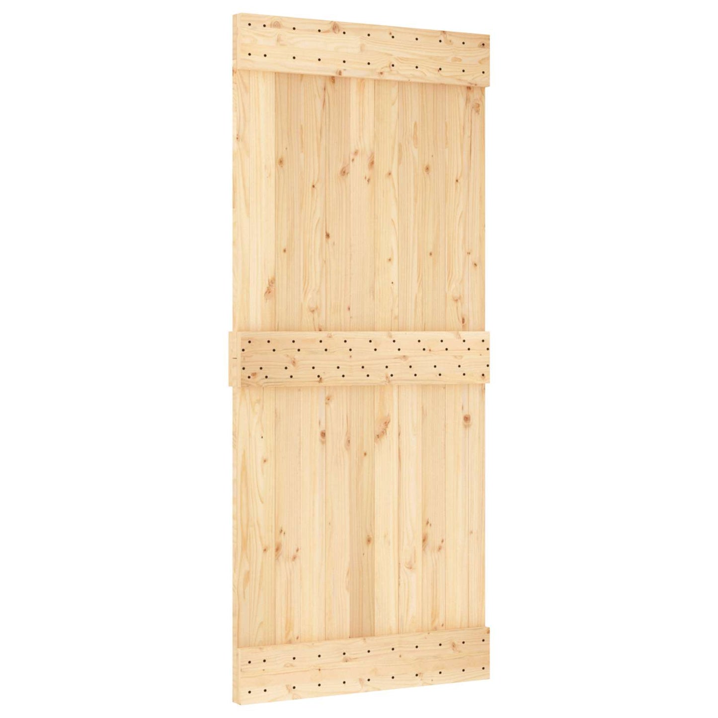 vidaXL Sliding Door Natural and Black 90 x 210 cm Solid Pine Wood