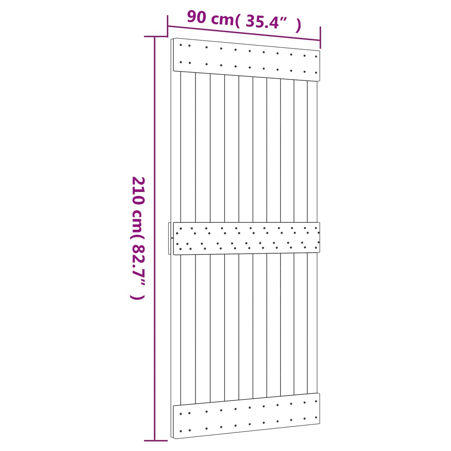 vidaXL Sliding Door Natural and Black 90 x 210 cm Solid Pine Wood