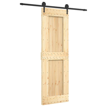 vidaXL Sliding Door Natural and Black 70 x 210 cm Solid Pine Wood