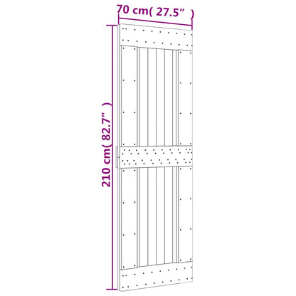 vidaXL Sliding Door Natural and Black 70 x 210 cm Solid Pine Wood
