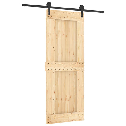 vidaXL Sliding Door Natural and Black 80 x 210 cm Solid Pine Wood