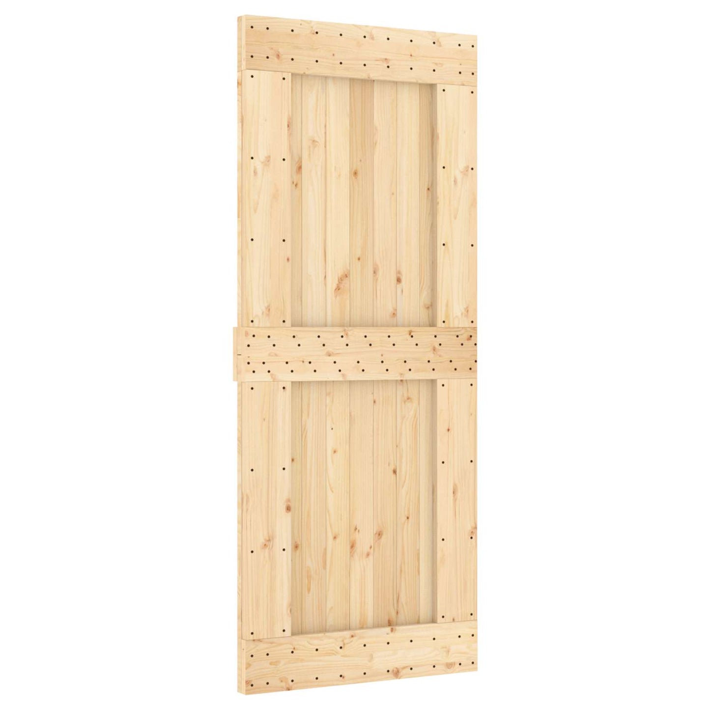 vidaXL Sliding Door Natural and Black 85 x 210 cm Solid Pine Wood
