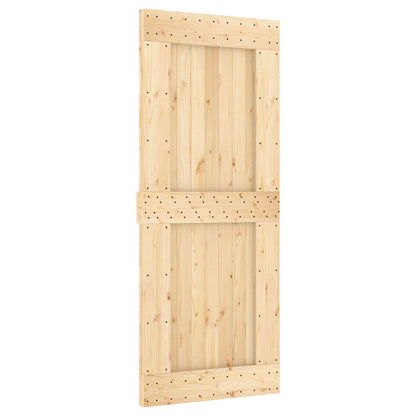 vidaXL Sliding Door Natural and Black 85 x 210 cm Solid Pine Wood
